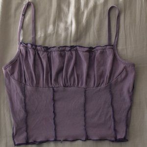 lilac ruffle lined tank top crop top